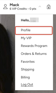 my profile page after login into website